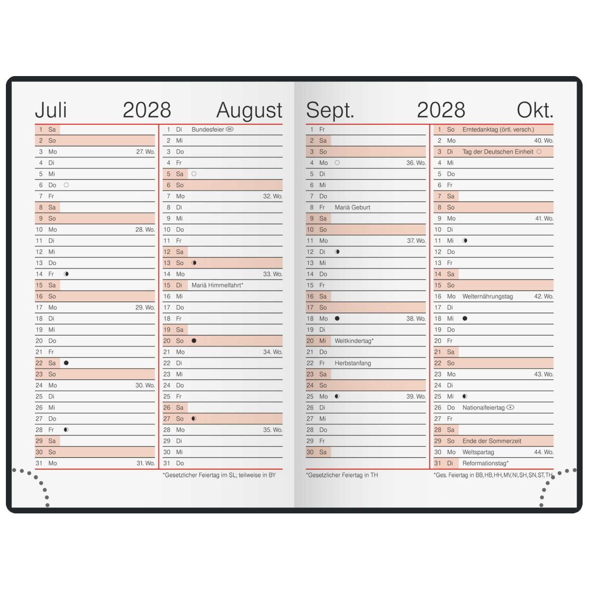 RIDO Taschenkalender 2027 Partner / Industrie I 7,2x11,2cm 1 Woche = 2 Seiten