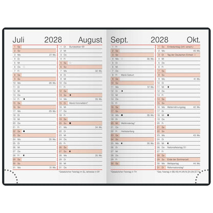 RIDO Taschenkalender 2027 Partner / Industrie I 7,2x11,2cm 1 Woche = 2 Seiten