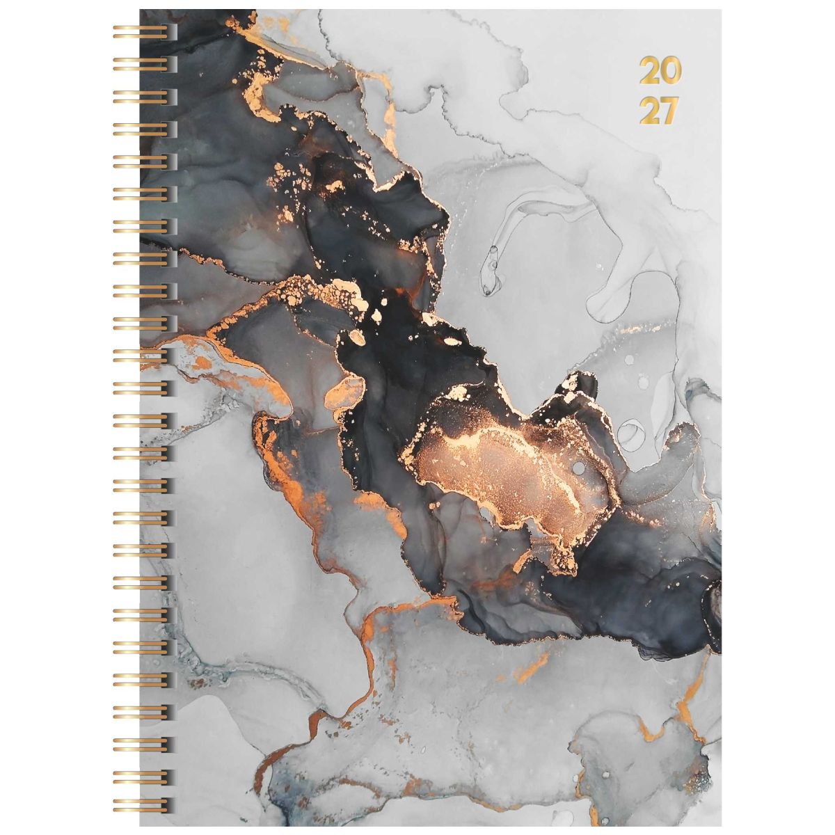 RIDO Buchkalender Premium mit Spirale 2027 Young Line A5 -Marble- 1Woche=2Seiten