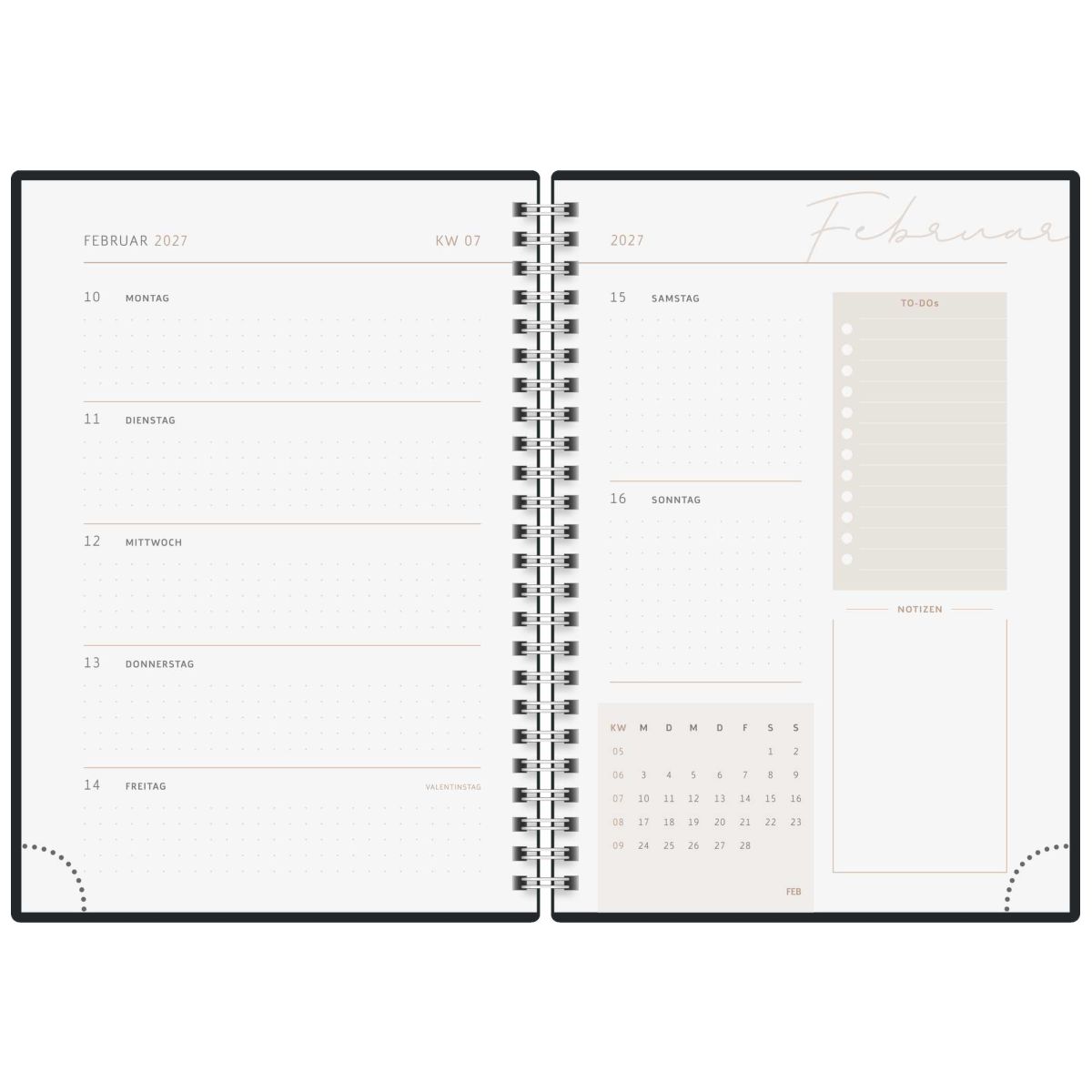 RIDO Buchkalender Premium mit Spirale 2027 Young Line A5 -YOGA- 1Woche=2Seiten