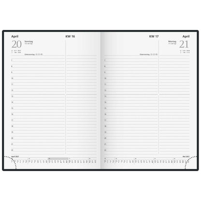 RIDO Buchkalender 2027 Chefplaner A5 schwarz 1 Tag = 1 Seite auch Samstag / Sonntag