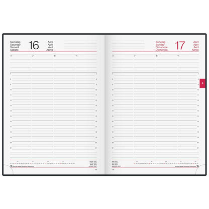 RIDO Buchkalender Mod. Conform 2027 | A4 schwarz | 1 Tag = 1 Seite auch So/So