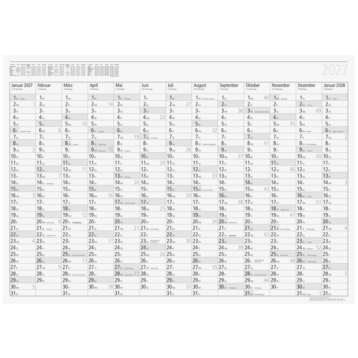 RIDO Plakatkalender Mod. young design PLUS 2027 | 860×610 mm 13 Monate