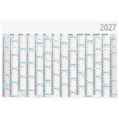 RIDO Plakatkalender 2027 1020×680 mm gefaltet | 14 Monate