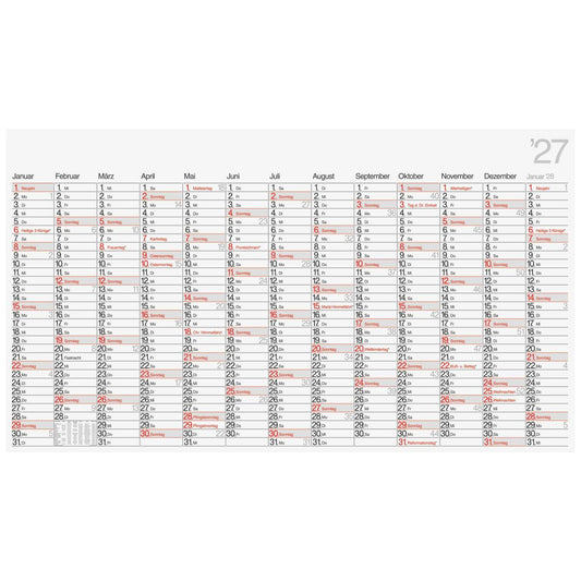RIDO Plakatkalender Mod. young design XL 2027 | 139×79 cm | 13 Monate