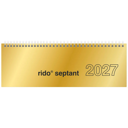 RIDO Querterminbuch Mod. septant 2027 30,5×10,5cm gold | 1 Woche = 2 Seiten