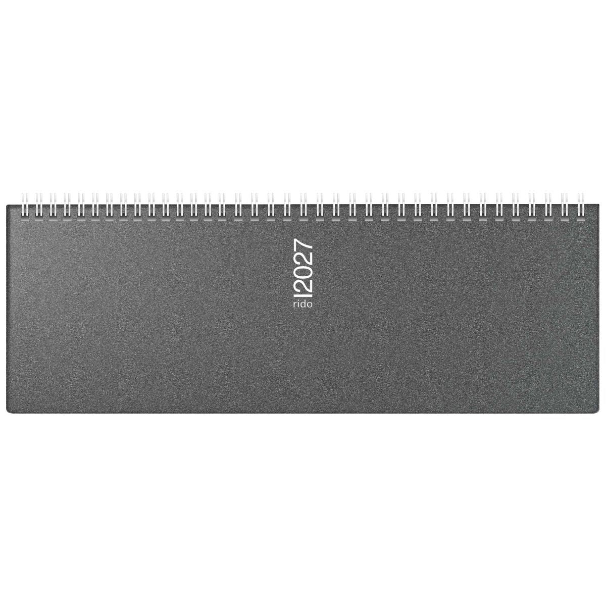 RIDO Querterminbuch Mod. septant 2027 | 305×105 mm, Kunststoff, grau | 1 Woche = 2 Seiten