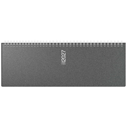 RIDO Querterminbuch Mod. septant 2027 | 305×105 mm, Kunststoff, grau | 1 Woche = 2 Seiten