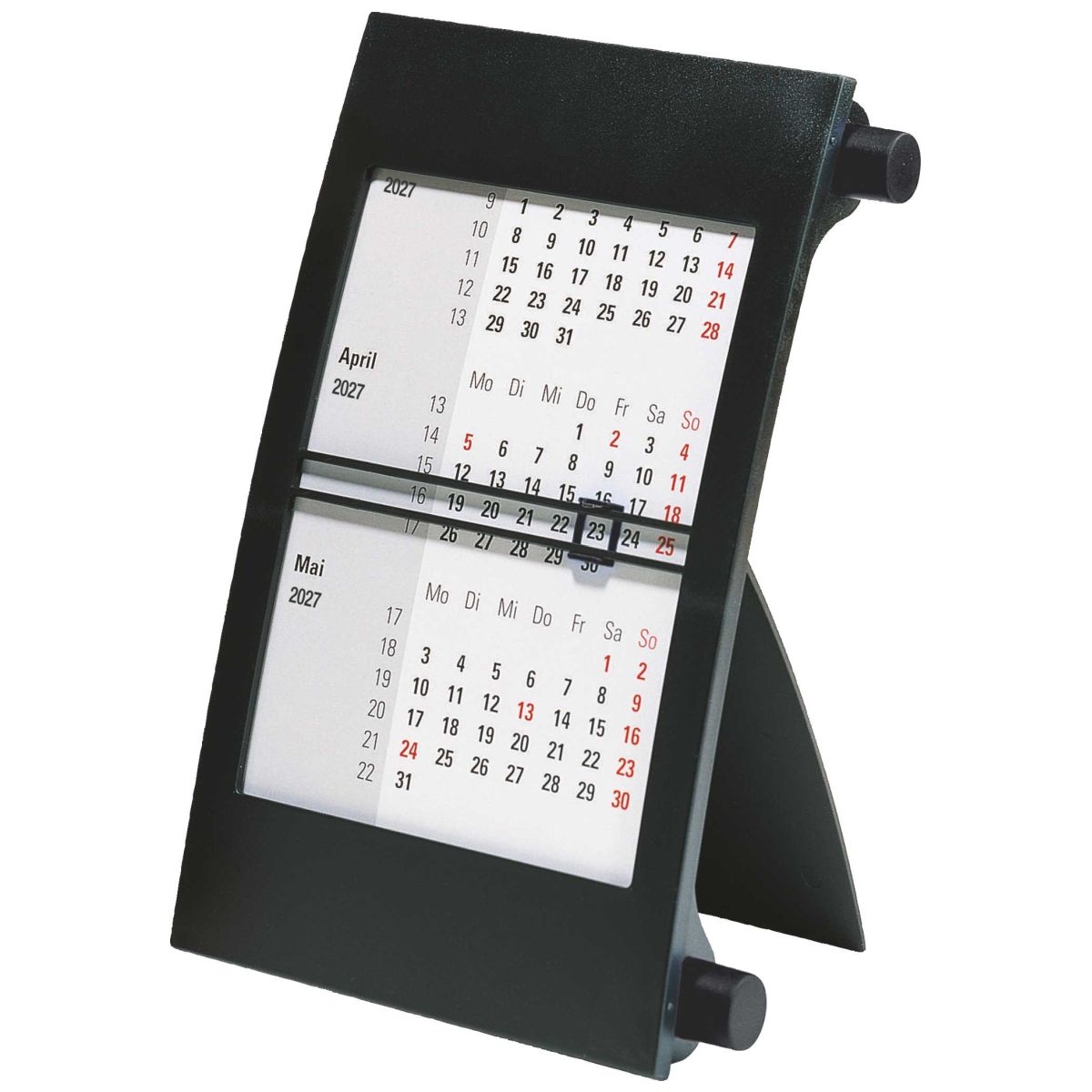 RIDO 3-Monats-Tischkalender mit Drehmechanik 2027 | 90×120 mm, schwarz