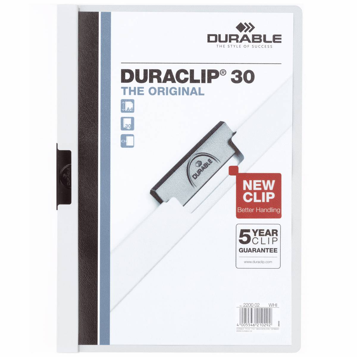 DURABLE Klemmappe DURACLIP A4 2200 bis 30 Blatt weiß