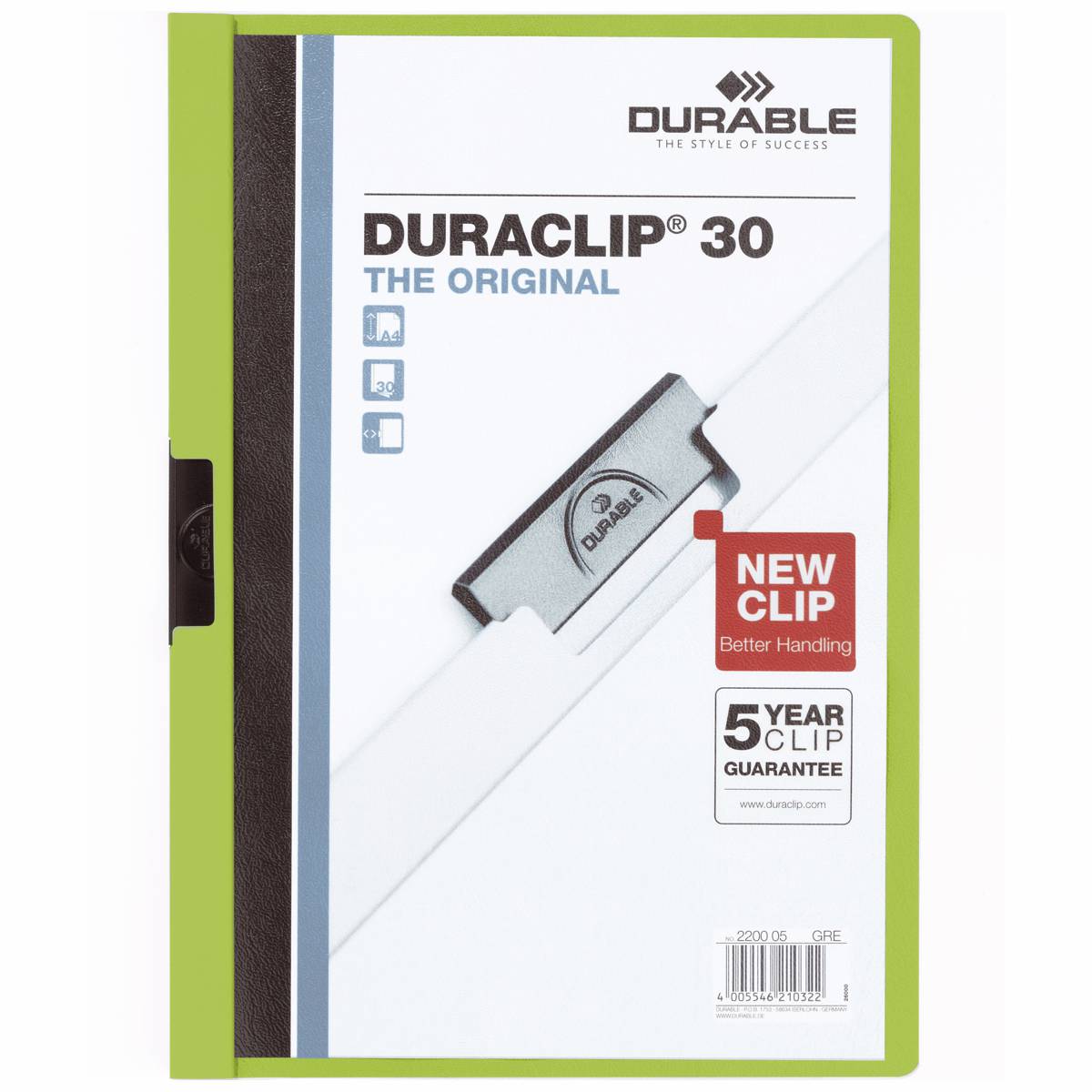 DURABLE Klemmappe DURACLIP A4 2200 bis 30 Blatt grün