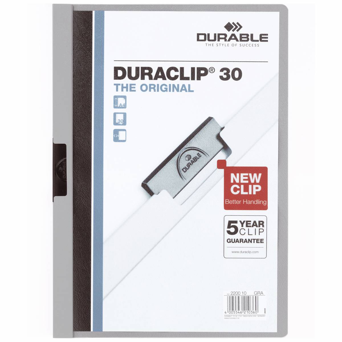 DURABLE Klemmappe DURACLIP A4 2200 bis 30 Blatt grau