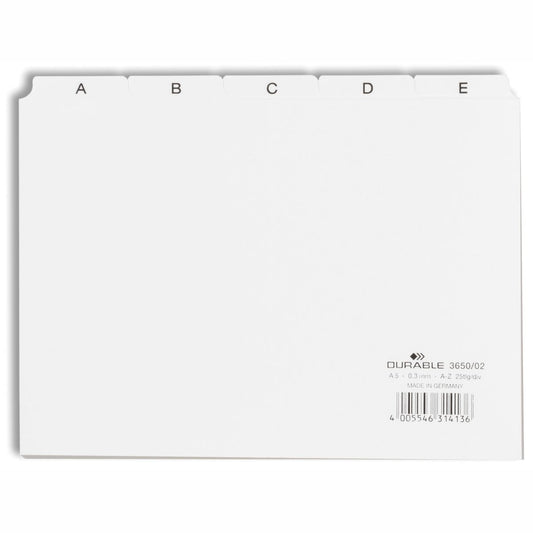 DURABLE Karteiregister 3650 A5 quer A-Z Kunststoff weiß