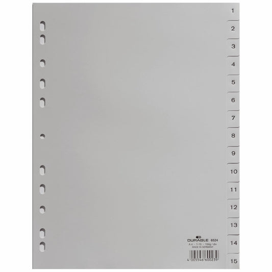 DURABLE Register 6524 A4 1-15 grau 15-teilig