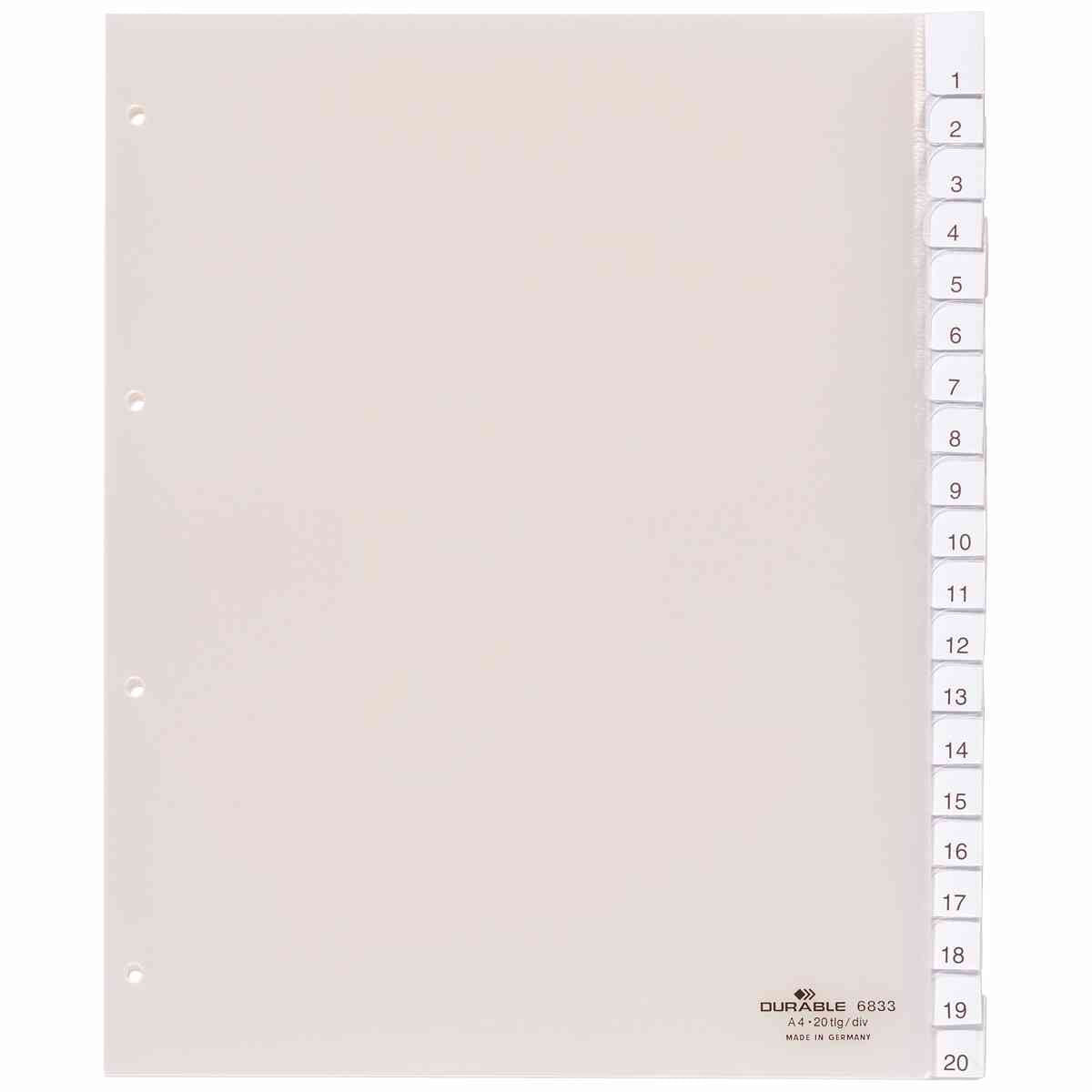 DURABLE Register 6833 A4 transparent 20-tlg -Überbreite-