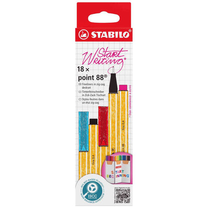 STABILO Fineliner point 88 Zick-Zack Tischset 18 Farben 0,4mm