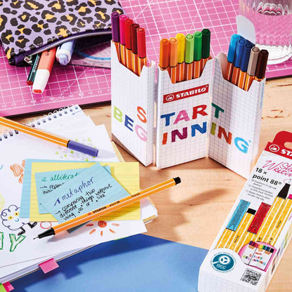 STABILO Fineliner point 88 Zick-Zack Tischset 18 Farben 0,4mm