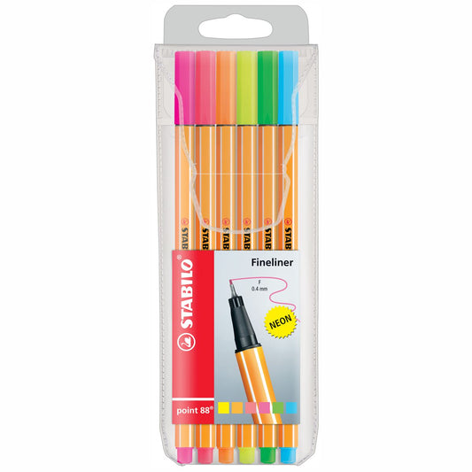 STABILO Fineliner point 88 neon 0,4mm 6 Stück im Etui