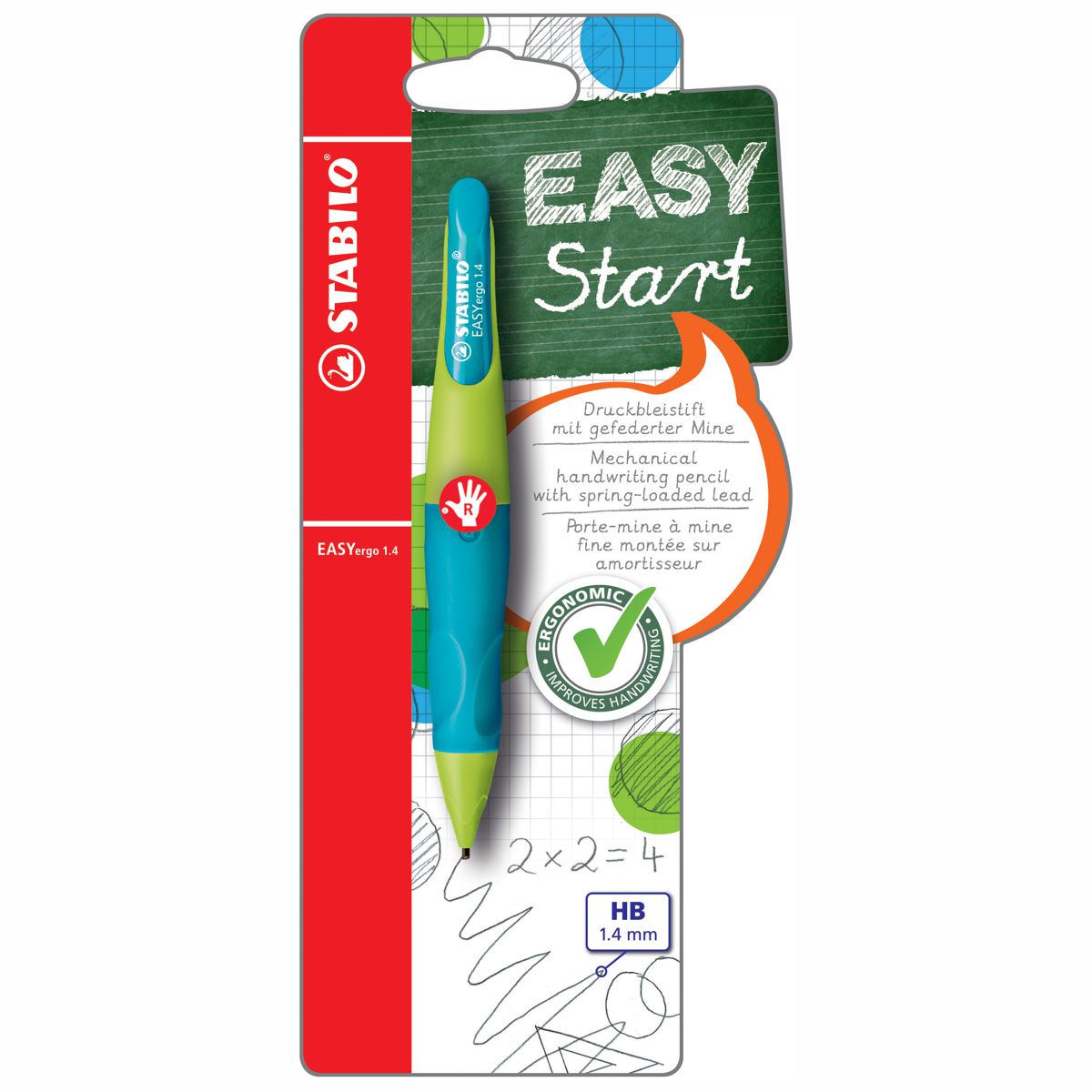 STABILO Druckbleistift EASYergo R 1,4mm neonlimonengrün / aquamarin