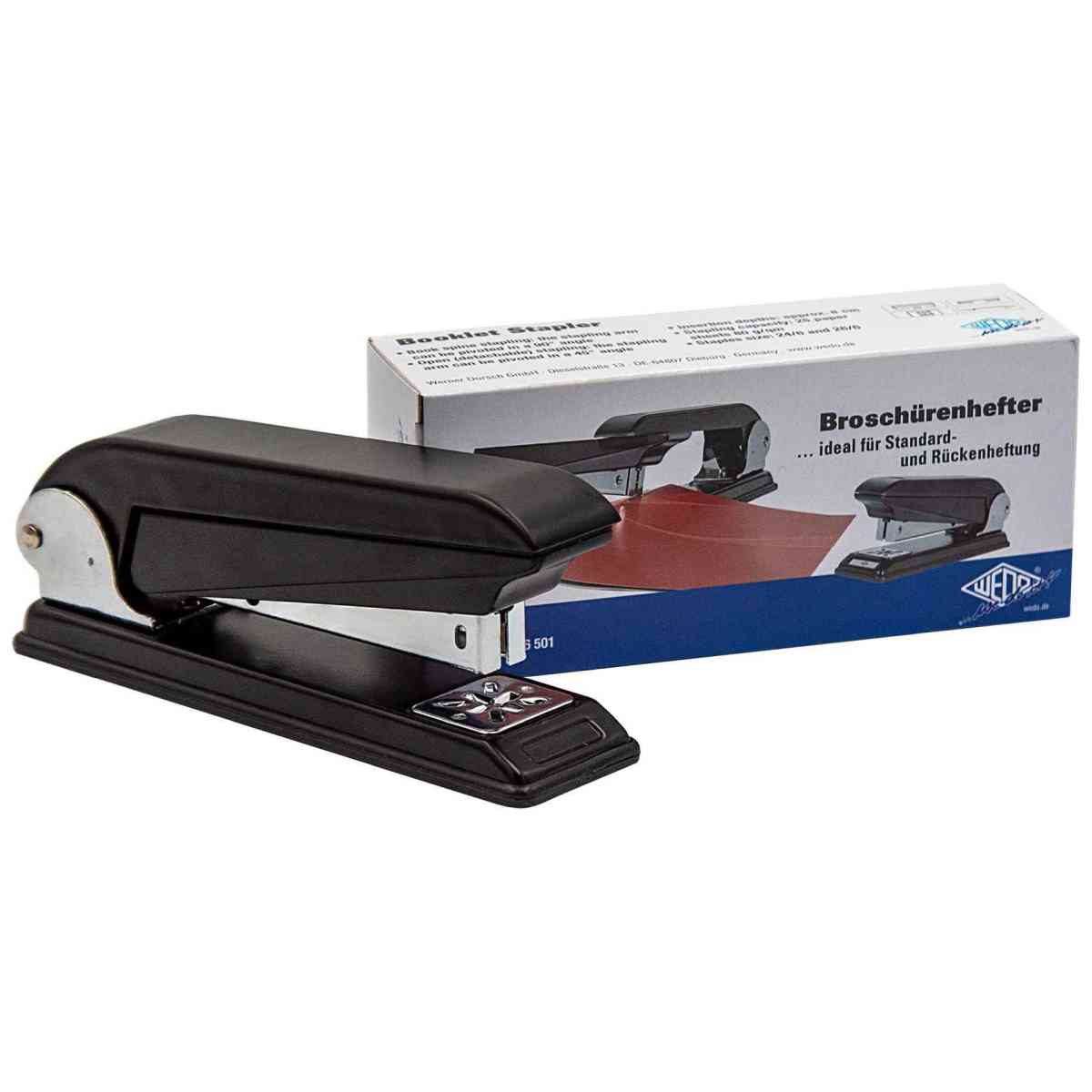 WEDO Heftgerät mit drehbarer Klammereinheit / Broschürenhefter 24/6 bis 25 Blatt schwarz