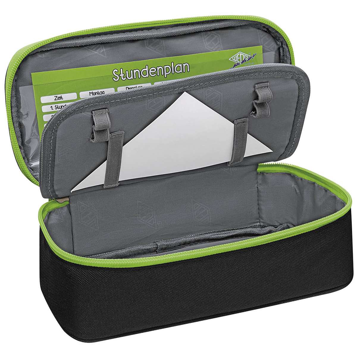 WEDO Schlamperbox groß schwarz / hellgrün