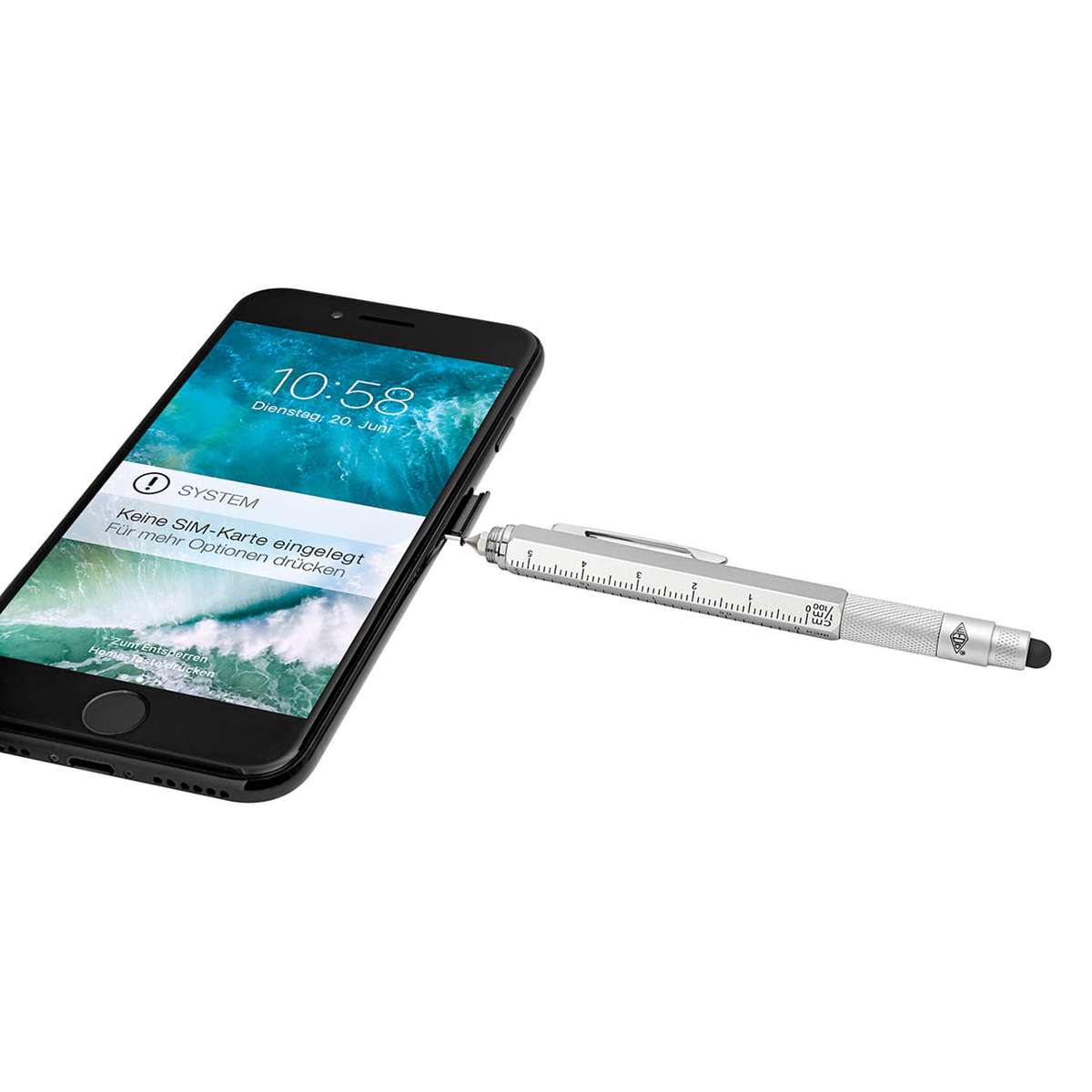 WEDO Touchpen Multi-Tool Mini schwarz oder silber mit cm-Aufdruck