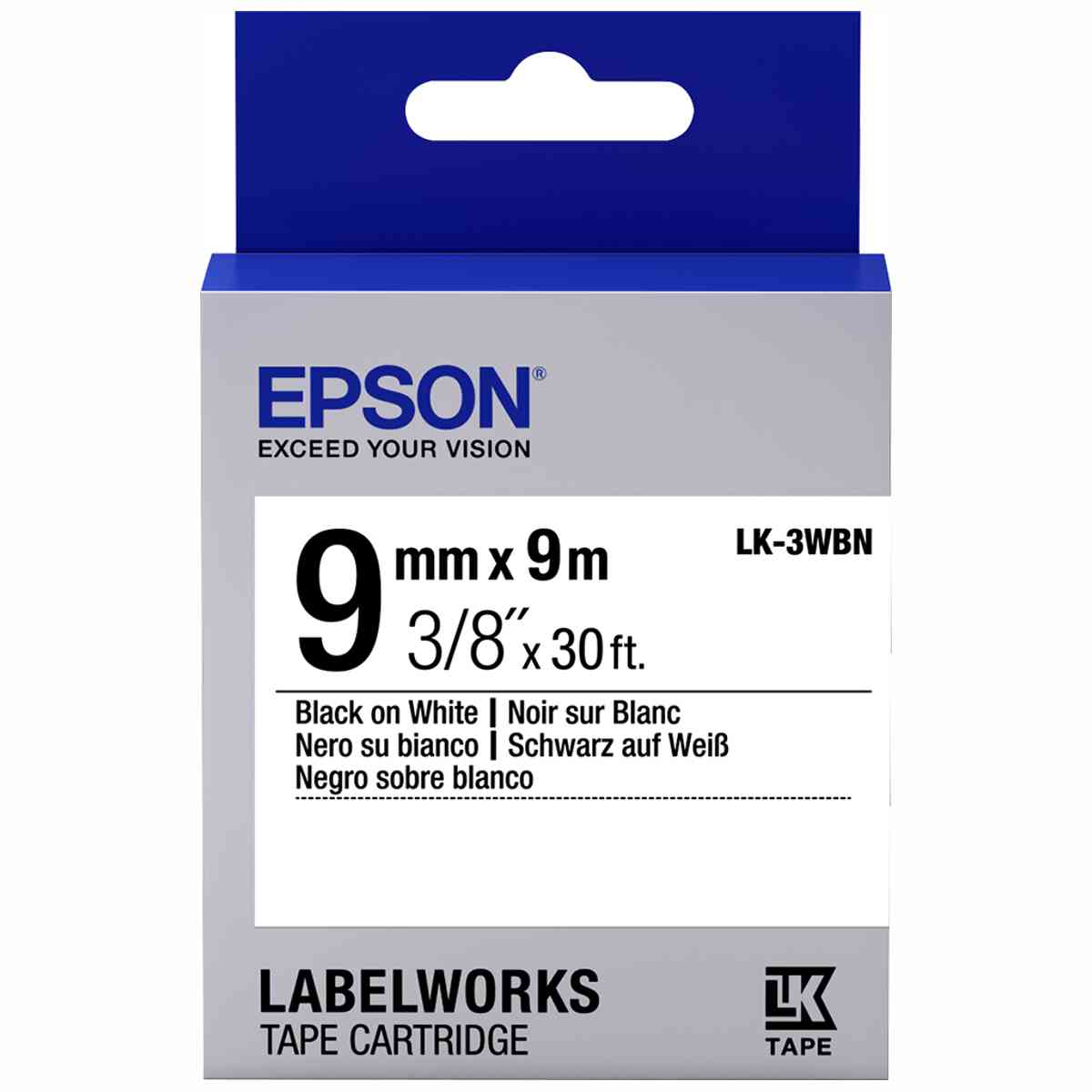 EPSON Schriftbandkassette LK-3WBN 9mm x 9m schwarz auf weiß