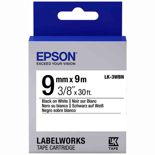 EPSON Schriftbandkassette LK-3WBN 9mm x 9m schwarz auf weiß