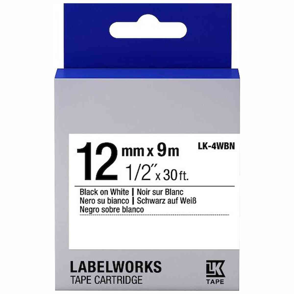 EPSON Schriftbandkassette LK-4WBN 12mm x 9m schwarz auf weiß