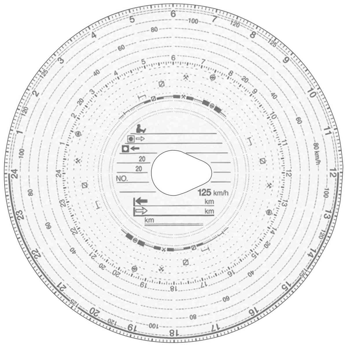 HAUG Diagrammscheiben 125 100 (125 km/h Kombi) 100 Stück