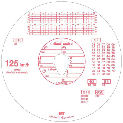 HAUG Diagrammscheiben 125 100 (125 km/h Kombi) 100 Stück