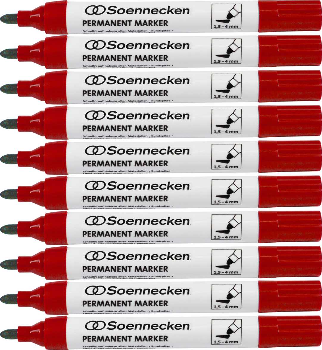 SOENNECKEN Permanentmarker 3104 4mm rot 10 Stück -SPARPACK-