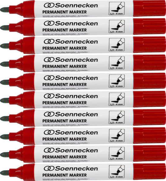 SOENNECKEN Permanentmarker 3104 4mm rot 10 Stück -SPARPACK-
