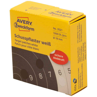 AVERY Schußpflaster 3521 19mm weiß 1000 Stück