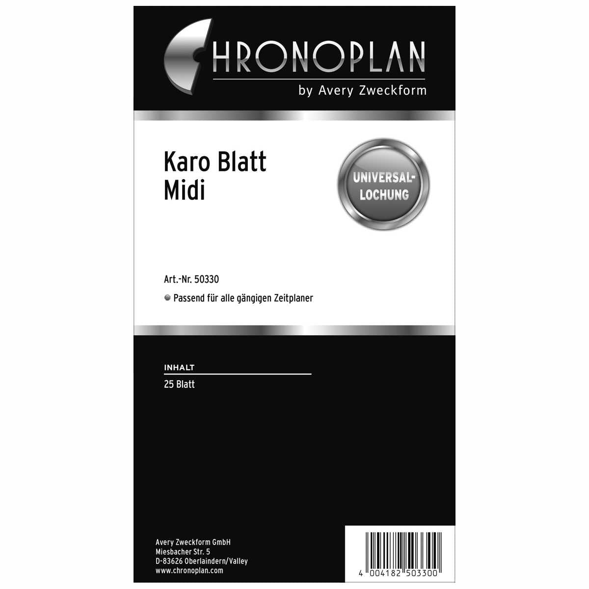 CHRONOPLAN Ersatzeinlage Midi kariert 25 Blatt