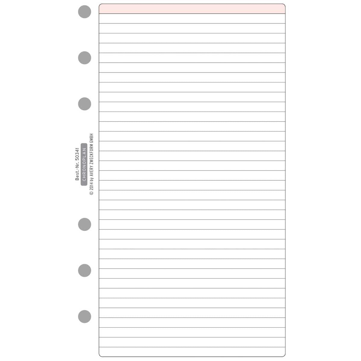CHRONOPLAN Ersatzeinlage Midi liniert 25 Blatt 96x172 mm