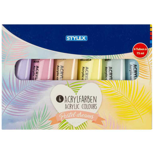 STYLEX Acrylfarbe pastell dreams 6 Tuben mit je 75 ml