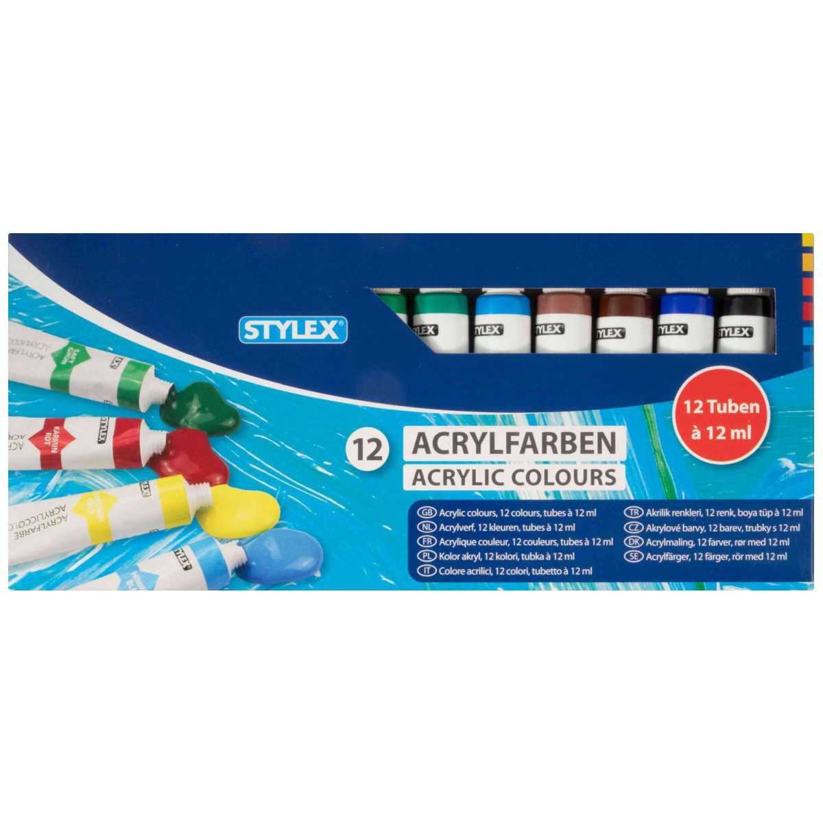 STYLEX Acrylfarben Set 12 Farben in Tube je 12ml