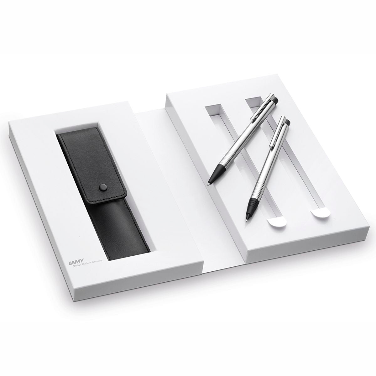 LAMY Schreibset Kugelschreiber / Druckbleistift logo 105 / 205 Edelstahl matt silber