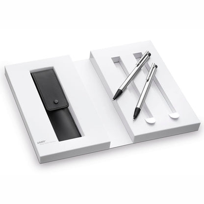 LAMY Schreibset Kugelschreiber / Druckbleistift logo 105 / 205 Edelstahl matt silber