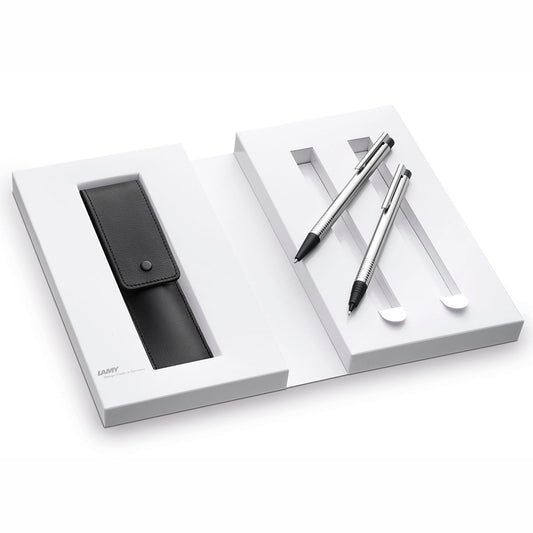 LAMY Schreibset Kugelschreiber / Druckbleistift logo 105 / 205 Edelstahl matt silber
