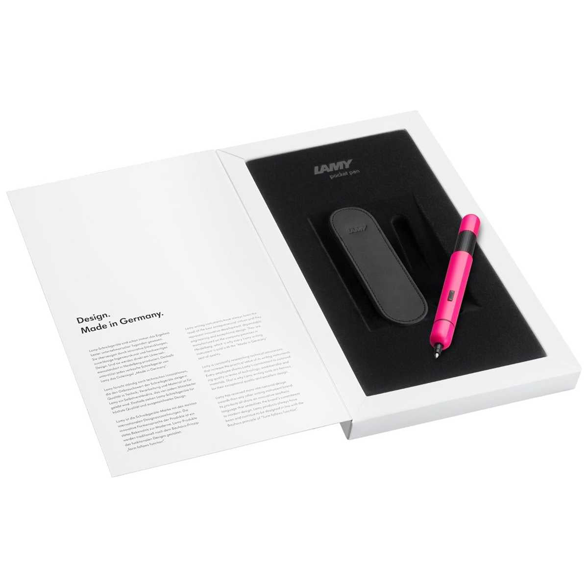 LAMY Kugelschreiber PICO 288 neon pink im Geschenkset incl. Lederetui schwarz