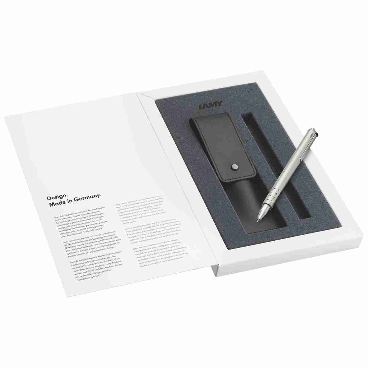 LAMY Tintenroller swift 330 palladium matt silber Geschenkset + Echtleder Etui