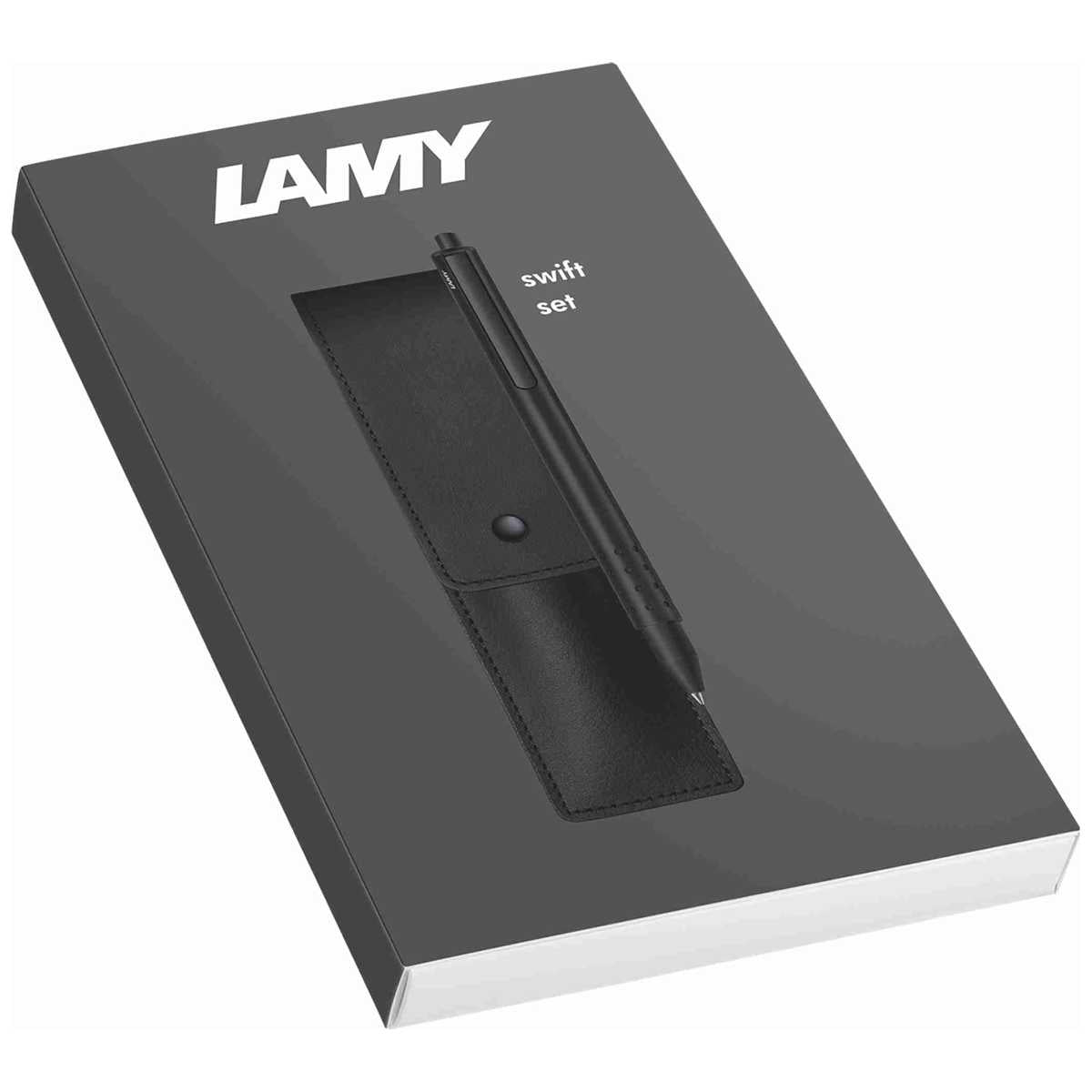 LAMY Tintenroller swift 330 matt schwarz Geschenkset + Echtleder Etui