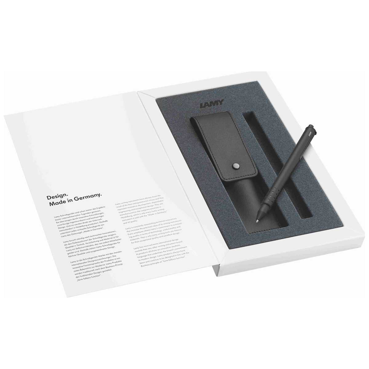 LAMY Tintenroller swift 330 matt schwarz Geschenkset + Echtleder Etui