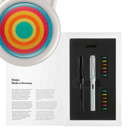 LAMY Safari Füllhalter Set Multicolor Feder M | 2 Stück Füllhalter schwarz + weiß