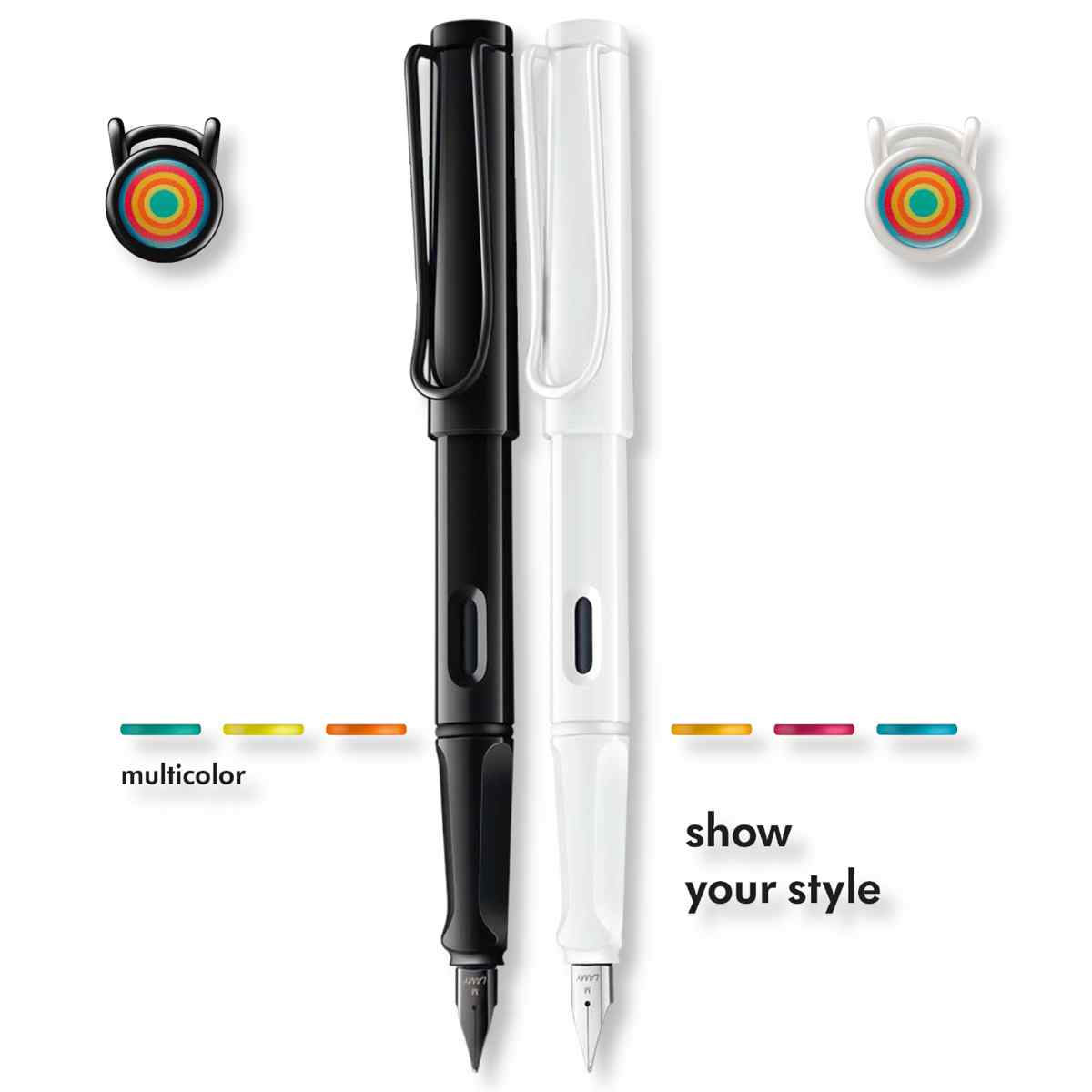 LAMY Safari Füllhalter Set Multicolor Feder M | 2 Stück Füllhalter schwarz + weiß