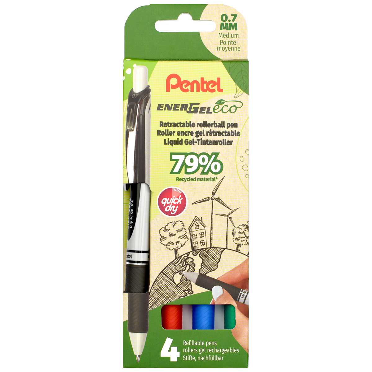 PENTEL Liquid Gelschreiber 07 EnerGel BL77E | 4 Farben classic