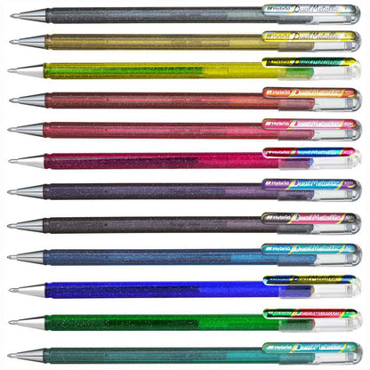 PENTEL Geltintenroller Glitter Dual Metallic 0,5mm schwarz + rot