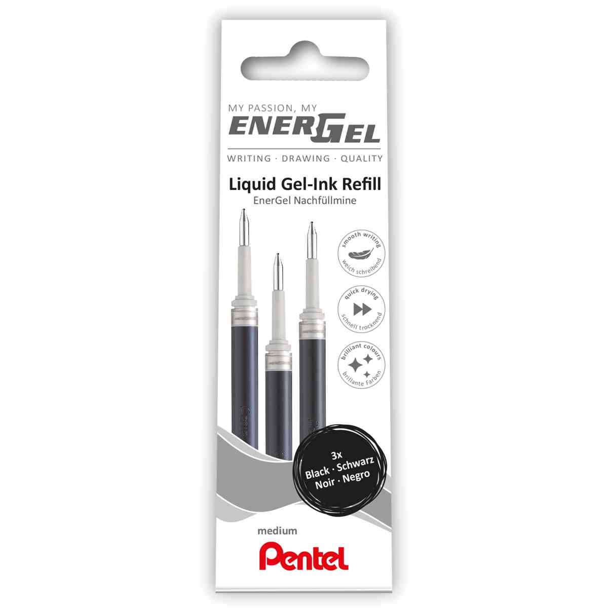 PENTEL EnerGel Nachfüllmine LR7-3B 0,35mm schwarz 3 Stück